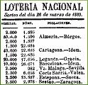Premio Loteria 1889.